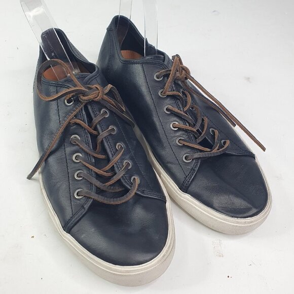 Frye Mens Size 12 Brett Low Sneaker Black Leather Lace Up Style Low Top - Picture 4 of 12